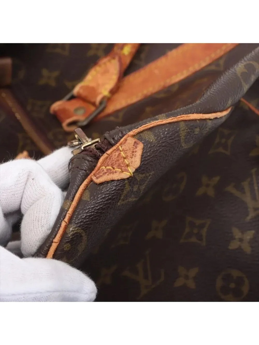 Louis Vuitton Monogram Keepall 50 Leather Boston Bag Tote Carry